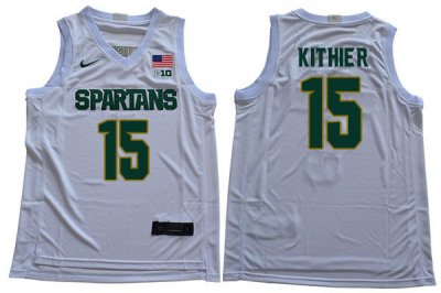 Men Thomas Kithier Michigan State Spartans #15 Nike NCAA White Authentic College Stitched Basketball Jersey VE50R32LO